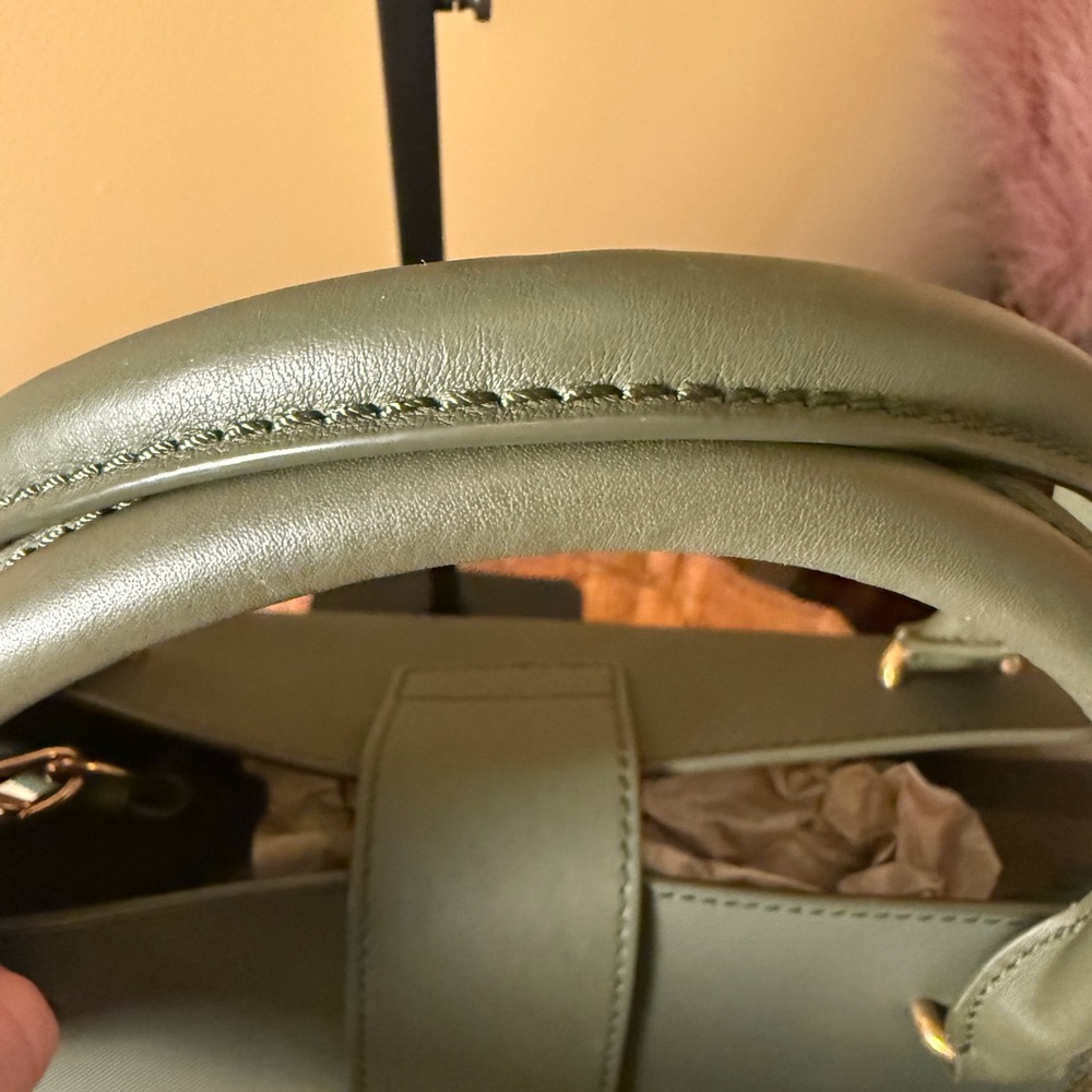 Burberry Sage Green Satchel with Plaid Strap - Picture 3 of 7